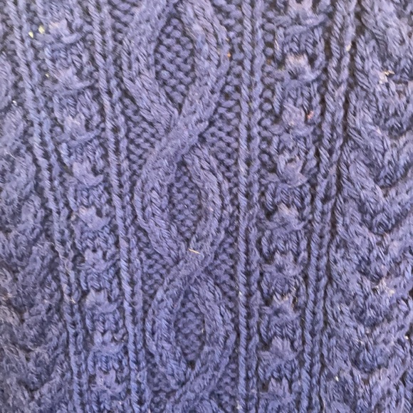 Vintage Handmade chunky Cable knit navy blue cardigan sweater - Picture 11 of 16